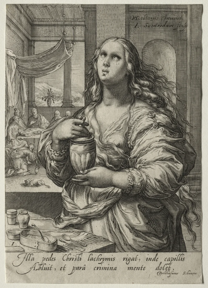Heroines of the New Testament: Mary Magdalen by Jan Saenredam, print, 1590-1600