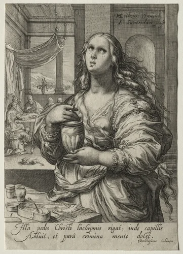Heroines of the New Testament: Mary Magdalen by Jan Saenredam, print, 1590-1600