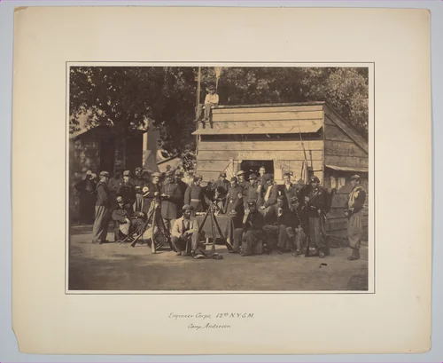 Engineers Corps, 12th New York State Militia, Camp Anderson, Washington, D.C. by Mathew Brady, photograph, 1861