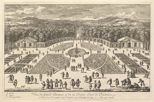 Veüe du Grand Parterre et de la Demie Lune de Richelieu by Adam Perelle, print, 1640-1695