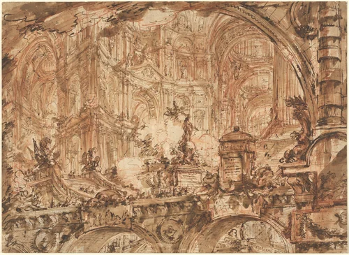 A Magnificent Palatial Interior by Giovanni Battista Piranesi, drawing, 1748-1752