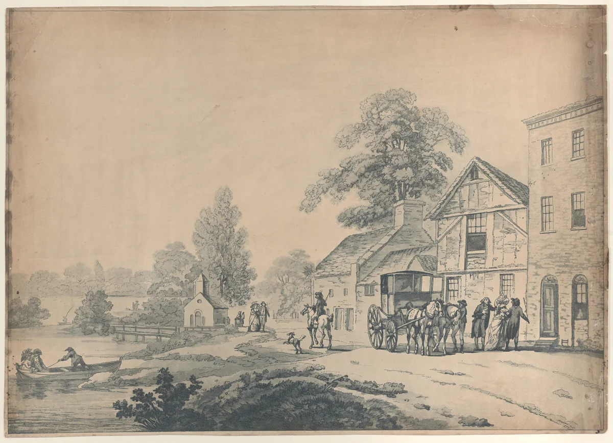 A Coach Outside an Inn by Thomas Rowlandson, print, 1785-1790