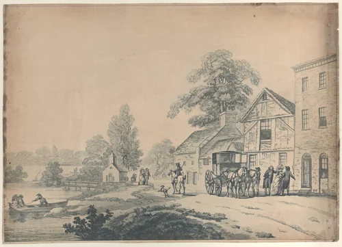 A Coach Outside an Inn by Thomas Rowlandson, print, 1785-1790