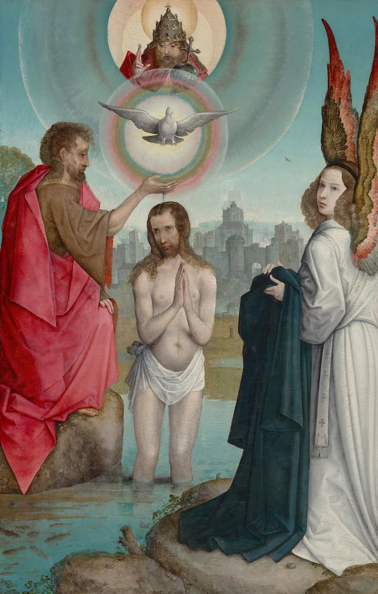 The Baptism of Christ by Juan de Flandes, painting, 1508-1519