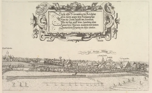 View of Nuremberg, to the east, right plate by Hanns Lautensack, print, 1552