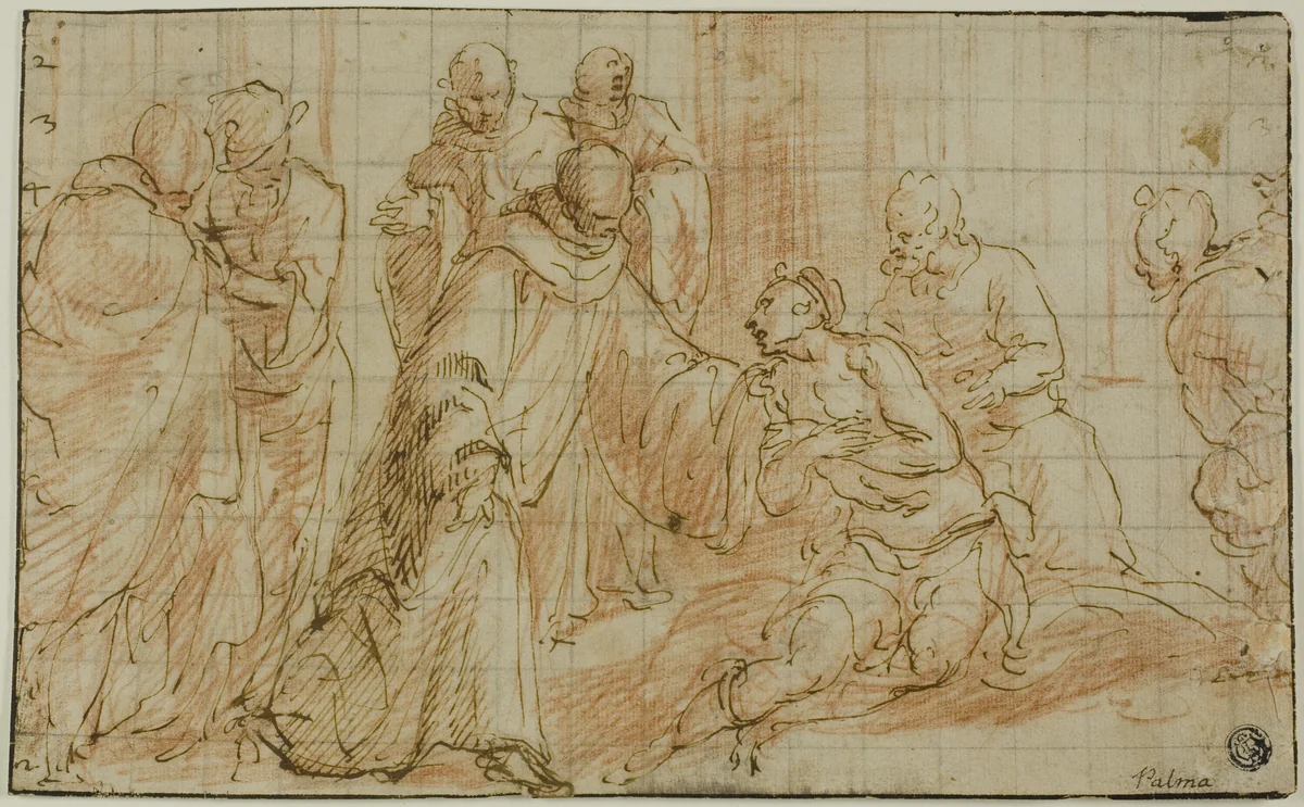 Monastic Healing by Pietro Malombra, drawing, 1586-1638