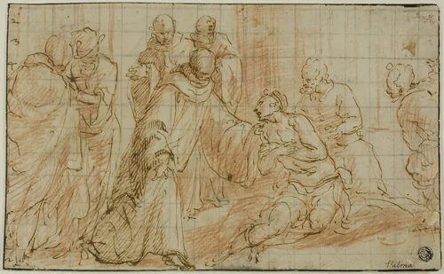 Monastic Healing by Pietro Malombra, drawing, 1586-1638