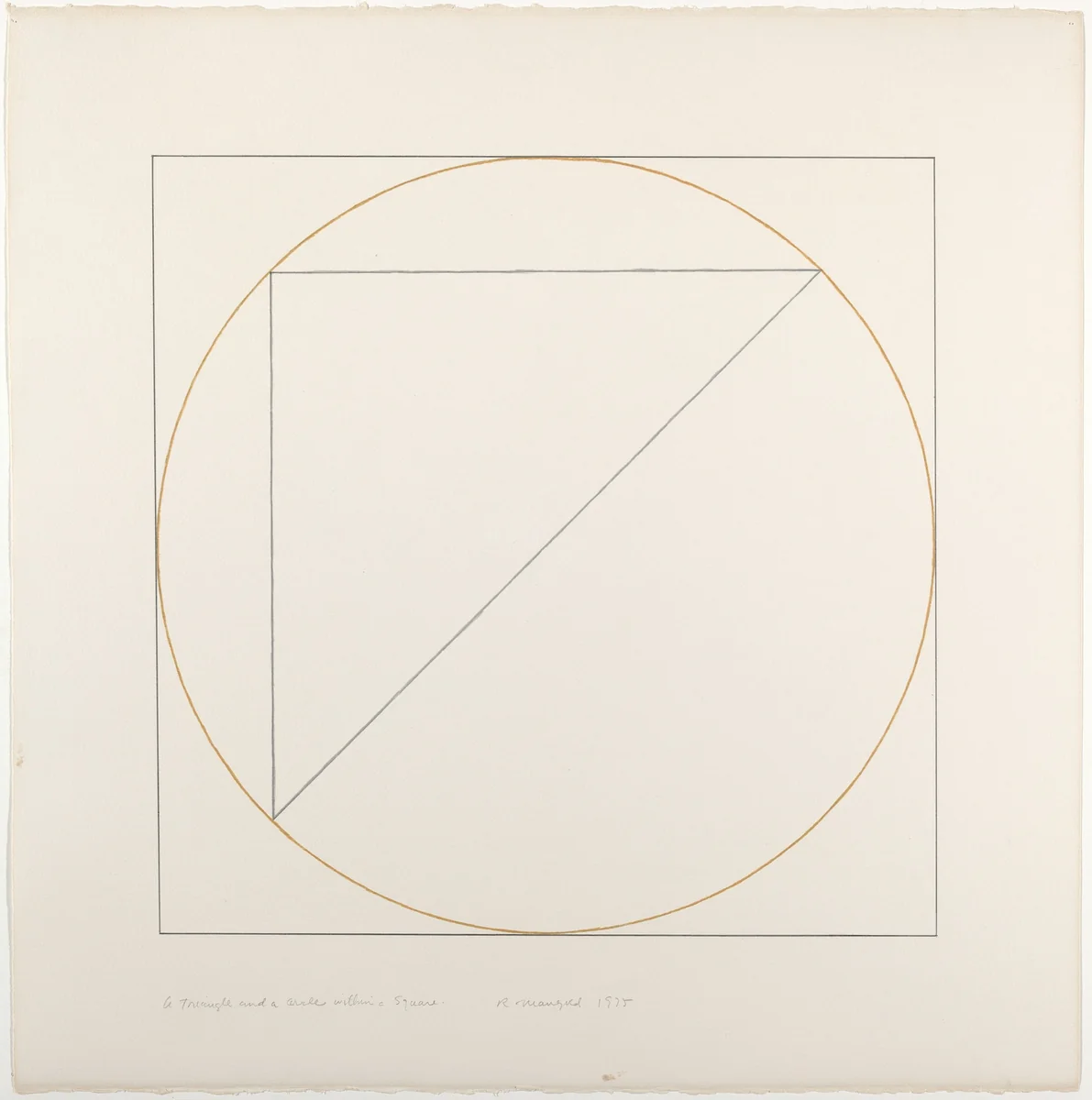 A Triangle and a Circle within a Square by Robert Mangold, drawing, 1975
