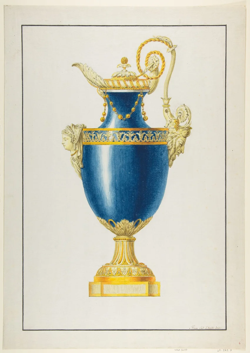 Design for a Gilt Bronze Ewer by George Heinrich von Kirn, drawing, 1765-1795