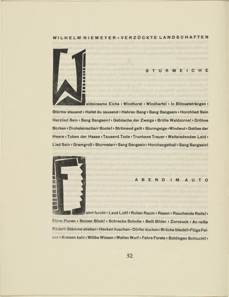 Ornamental initial 'W' (Buchstabe 'W') from the periodical Kündung, vol. 1, no. 4, 5, 6 (April, May, June 1921) by Karl Schmidt-Rottluff, periodical, 1921
