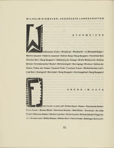 Ornamental initial 'W' (Buchstabe 'W') from the periodical Kündung, vol. 1, no. 4, 5, 6 (April, May, June 1921) by Karl Schmidt-Rottluff, periodical, 1921