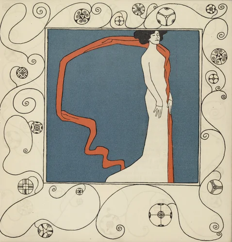 The Diseuse Marya Delvard (plate 2) from the First Theater Program of Kabarett Fledermaus (Cabaret Fledermaus) by Berthold Löffler, illustrated book, 1907
