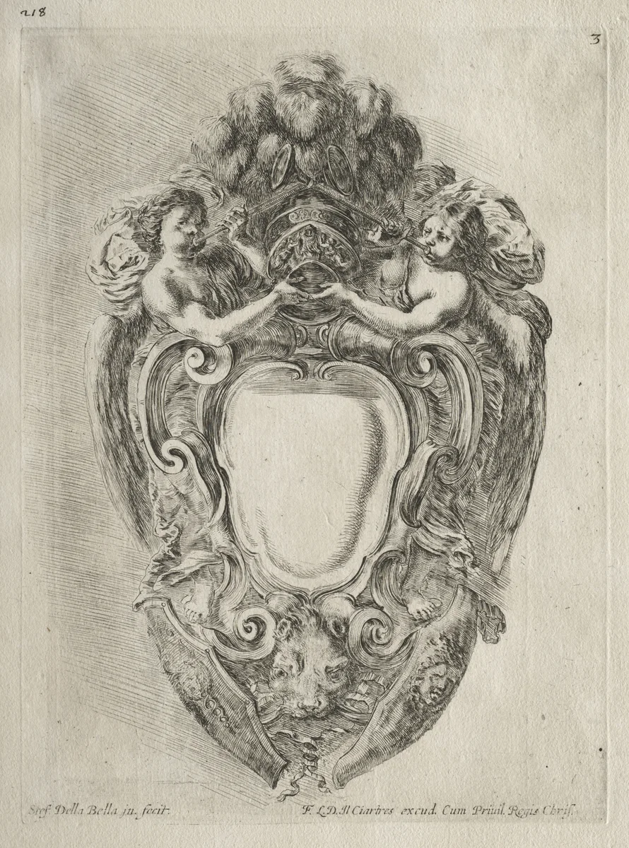 Collection of Various Caprices and New Designs of Cartouches and Ornaments: No. 3 by Stefano della Bella, print, 1646