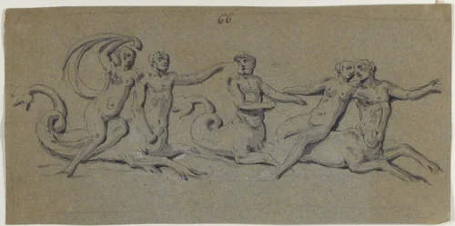 Nereids and Tritons by anonymous, drawing, 1700-1799