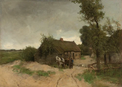 Huisje aan de zandweg by Anton Mauve, painting, 1870-1888