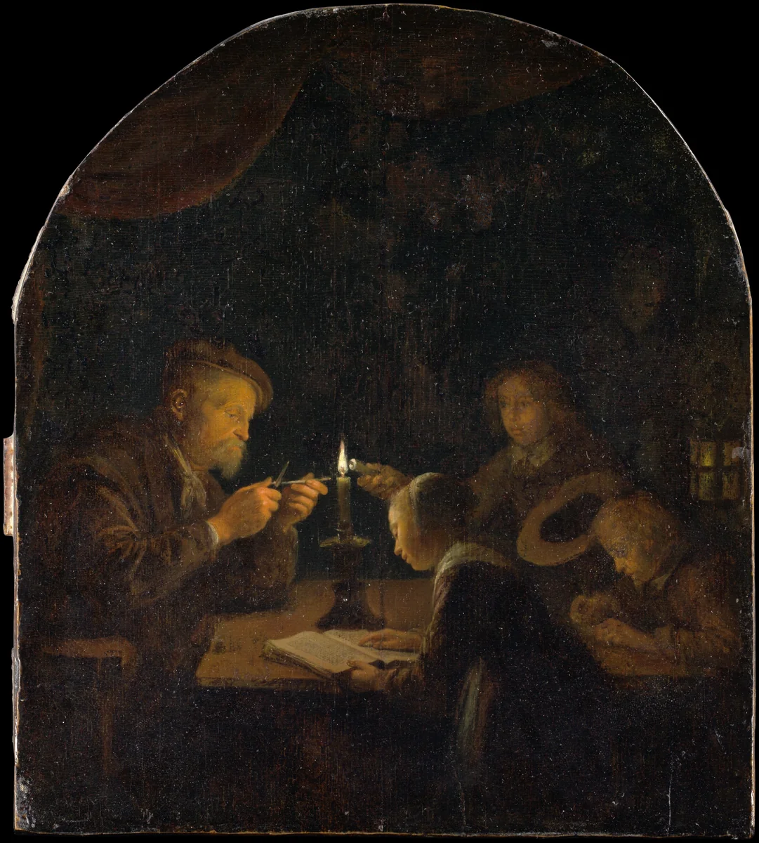 An Evening School by Gerrit Dou, painting, 1655-1657