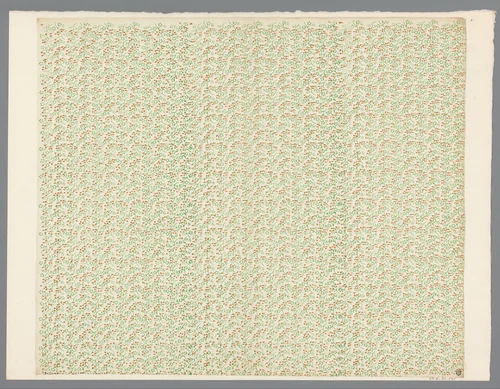 Blad met strooipatroon van takjes met blaadjes by anonymous, print, 1800-1900