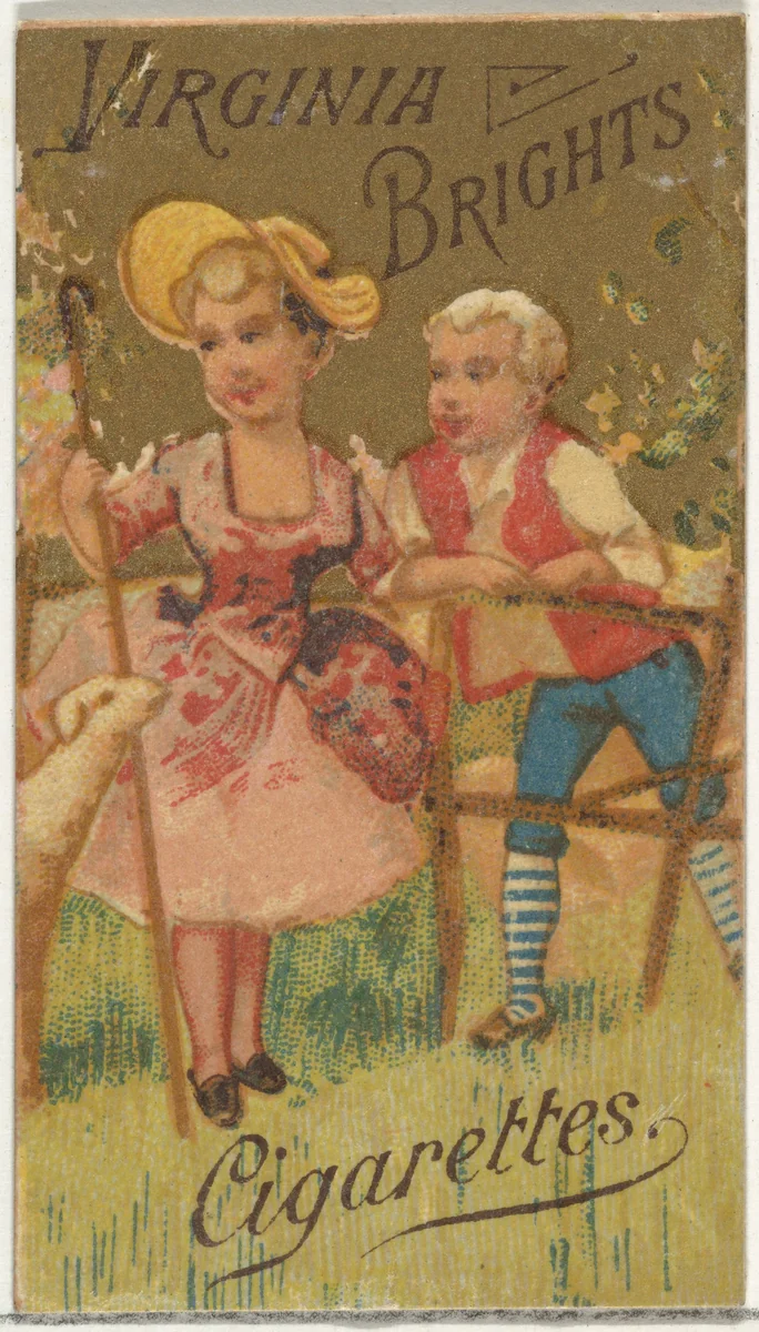 From the Girls and Children series (N64) promoting Virginia Brights Cigarettes for Allen & Ginter brand tobacco products by Allen & Ginter, print, 1886
