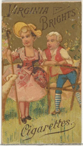 From the Girls and Children series (N64) promoting Virginia Brights Cigarettes for Allen & Ginter brand tobacco products by Allen & Ginter, print, 1886