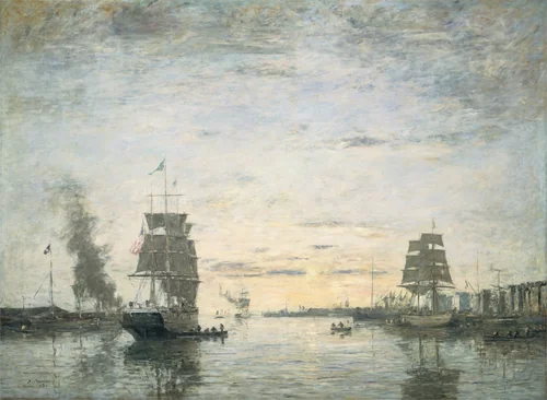 Entrance to the Harbor, Le Havre by Eugène Boudin, painting, 1883