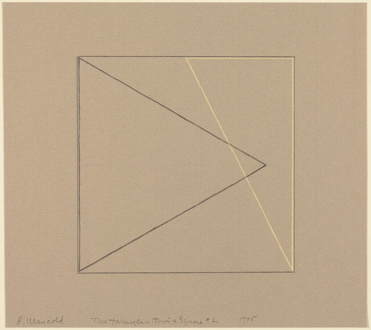 Two Triangles within a Square #2 by Robert Mangold, drawing, 1975