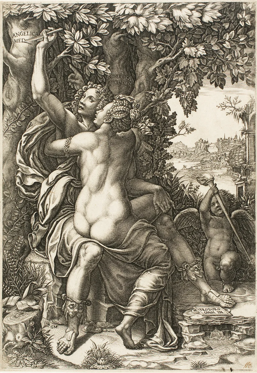 Angelica and Medoro by Giorgio Ghisi, print, 1565-1575