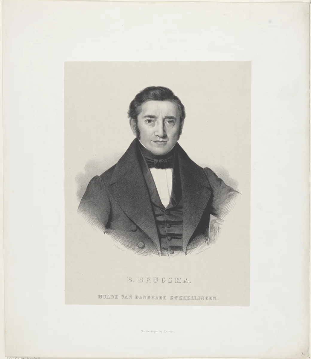Portret van pedagoog Berend Brugsma by anonymous, print, 1822-1845