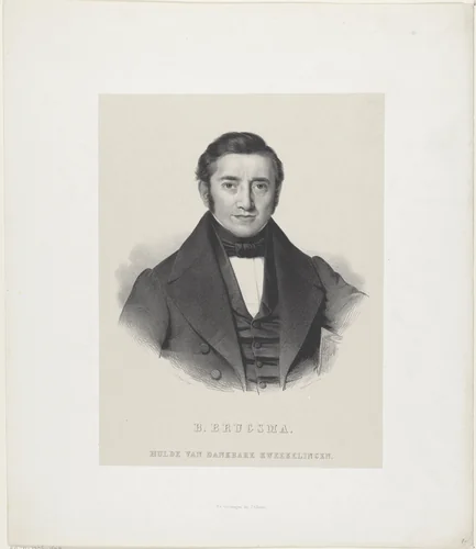Portret van pedagoog Berend Brugsma by anonymous, print, 1822-1845