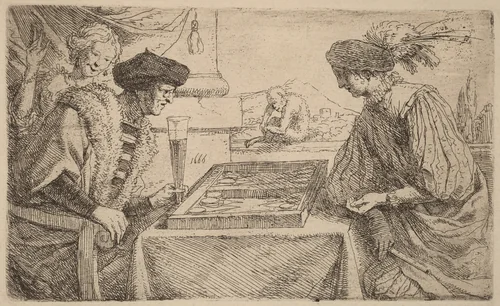 The Board Players by Leendert van der Cooghen, print, 1610-1681