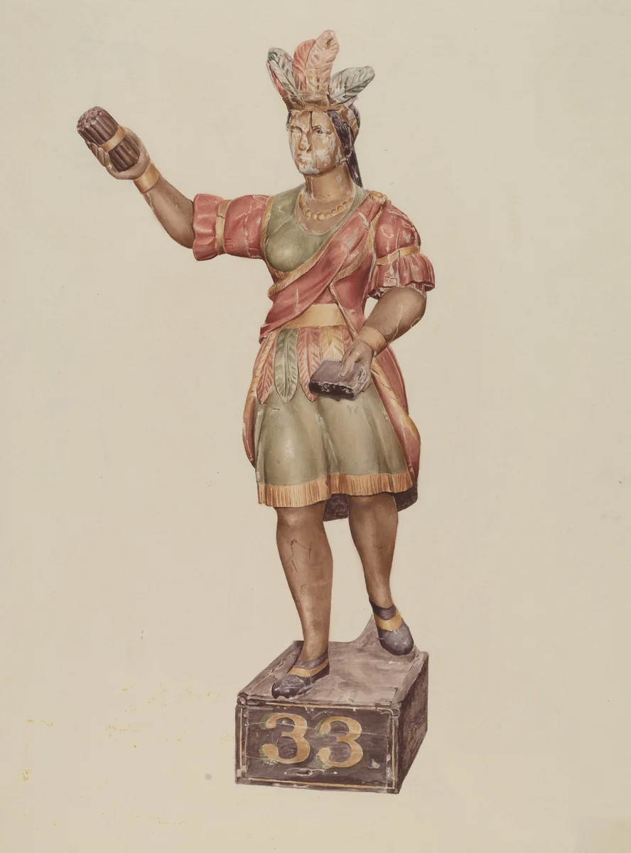 Cigar Store Indian by Rosamond P. Gray, index of american design, 1935-1942