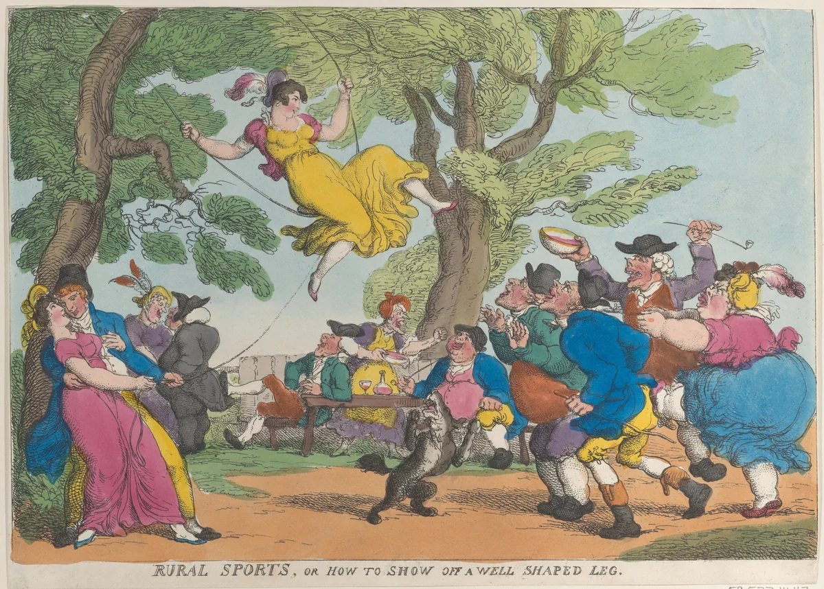 Rural Sports, or How to Show Off a Well Shaped Leg by Thomas Rowlandson, print, 1811