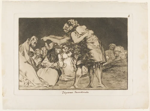 She Who is Ill Wed Never Misses a Chance to Say So, plate seven from Los Proverbios by Francisco José de Goya, print, 1815-1824