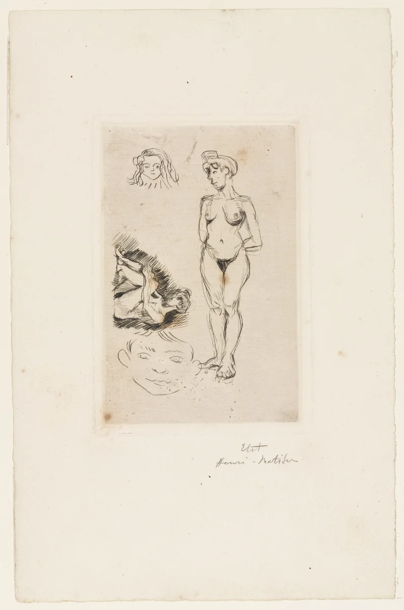 Two Nudes, Two Heads of Children (Deux nus, deux têtes d'enfants) by Henri Matisse, print, 1900