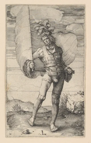 The Standard Bearer by Lucas van Leyden, print, 1505-1515