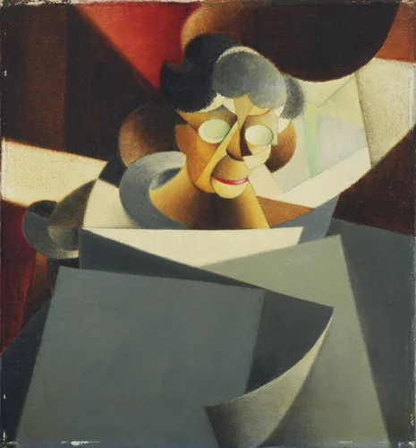 My Mother Reading the Newspaper by Ivo Pannaggi, painting, 1922