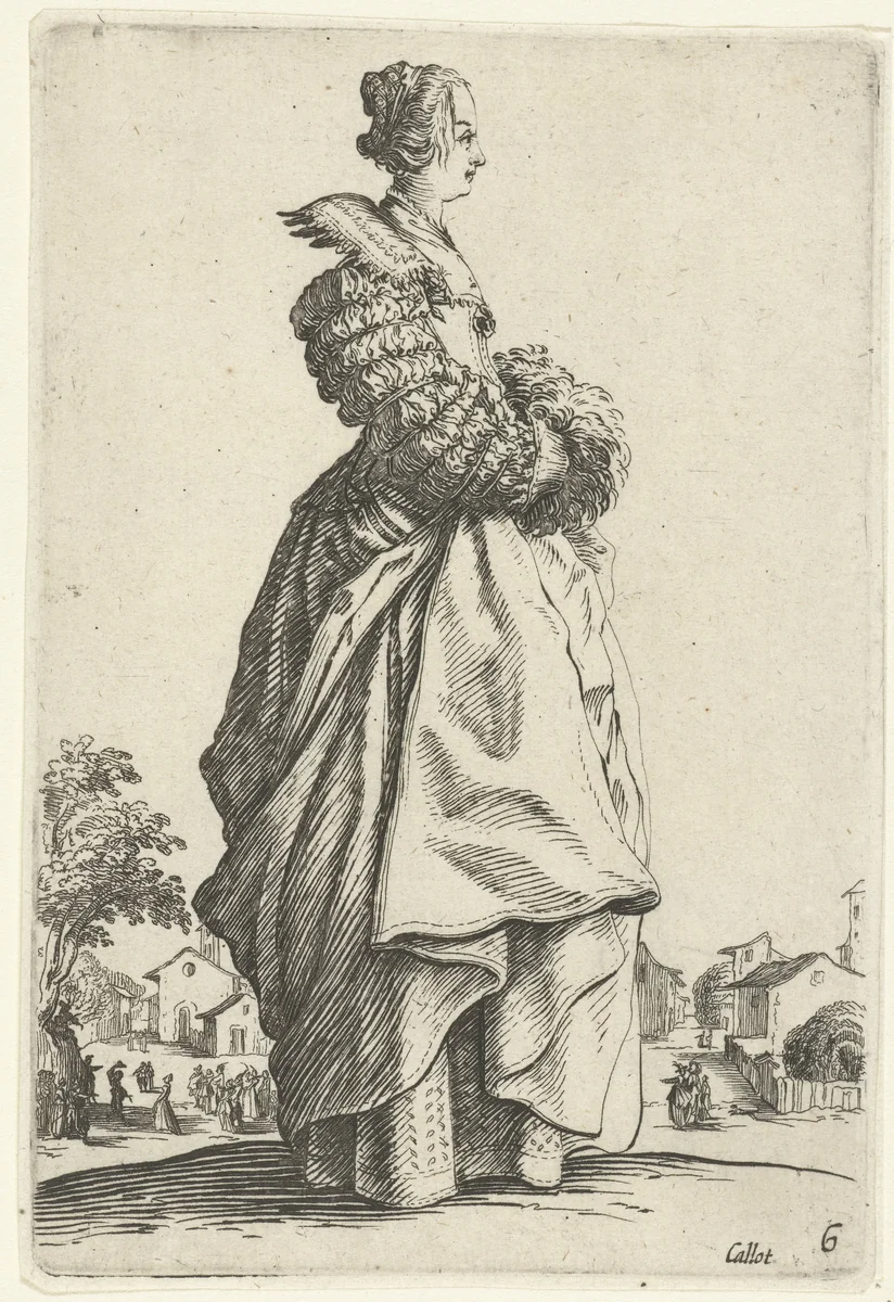 Dame met mutsje en mof, op de rechterzijde gezien by anonymous, print, 1630-1690
