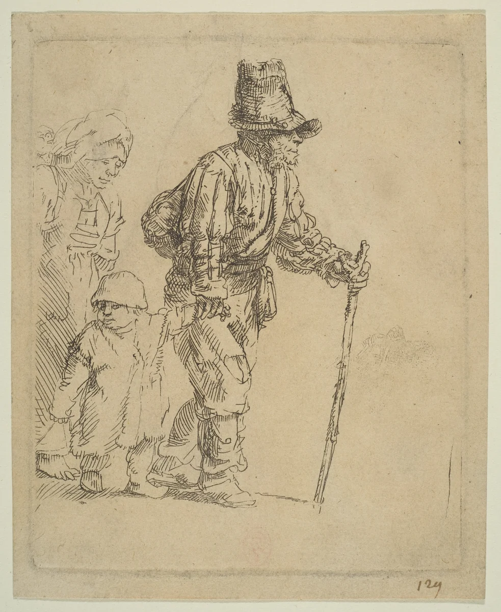 Peasant Family on the Tramp by Rembrandt van Rijn, print, 1647-1657
