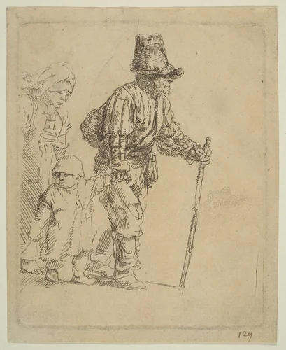 Peasant Family on the Tramp by Rembrandt van Rijn, print, 1647-1657