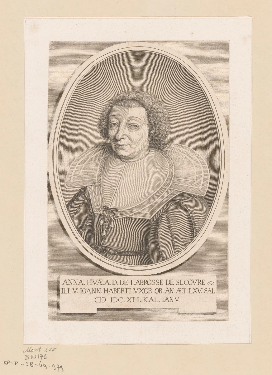 Portret van Anne Hue de Miromesnil by Claude Mellan, print, 1641-1688