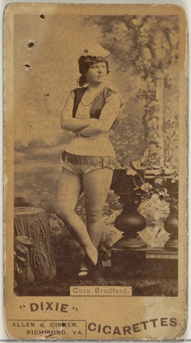 Cora Bradford, from the Actors and Actresses series (N45, Type 7) for Dixie Cigarettes by Allen & Ginter, photograph, 1885-1891