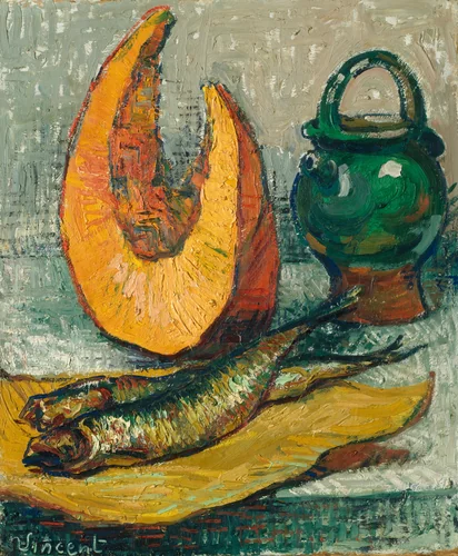 Still Life: Melon, Fish Jar by Vincent van Gogh, painting, 1883-1893