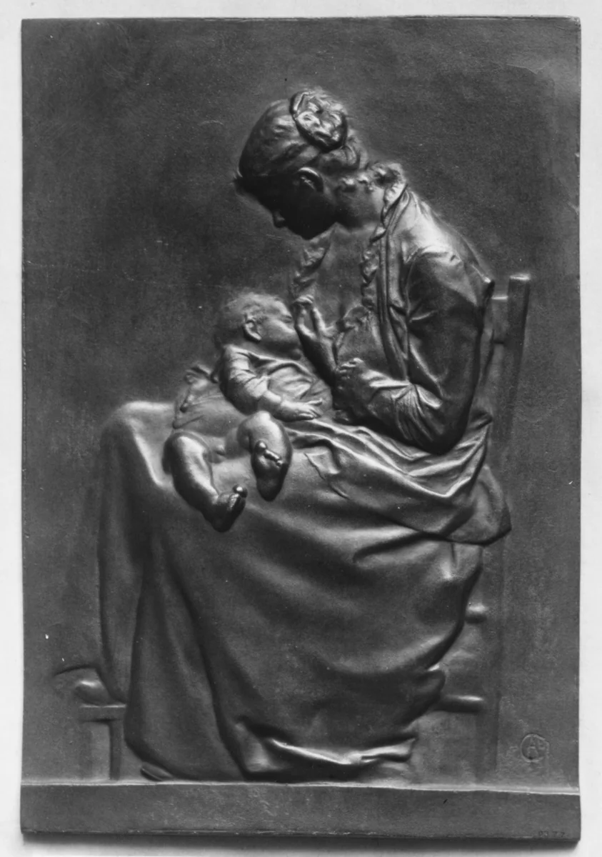 Motherhood (Maternité) by Alexandre-Louis-Marie Charpentier, metalwork, 1899