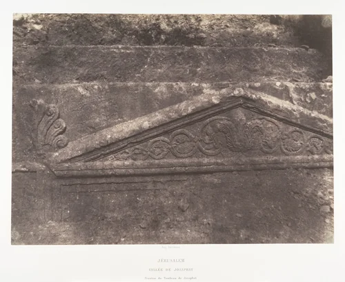Jérusalem, Vallée de Josaphat, Fronton du Tombeau de Josaphat by Auguste Salzmann, photograph, 1854-1859