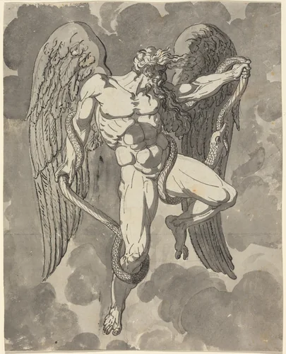 Saturn Wrestling with a Snake by Tommaso Minardi, drawing, 1800-1809