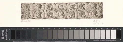 Fries met veertien bustes in twee rijen medaillons by Unknown, print, 1524-1562