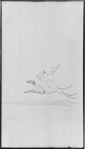 Boy with Greyhound Dog (from Sketchbook) by John William Casilear, artwork, 1811-1893