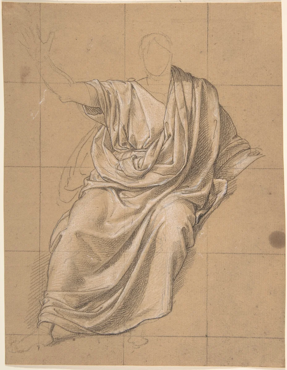 Study of Drapery by Jean Baptiste Joseph Wicar, drawing, 1818