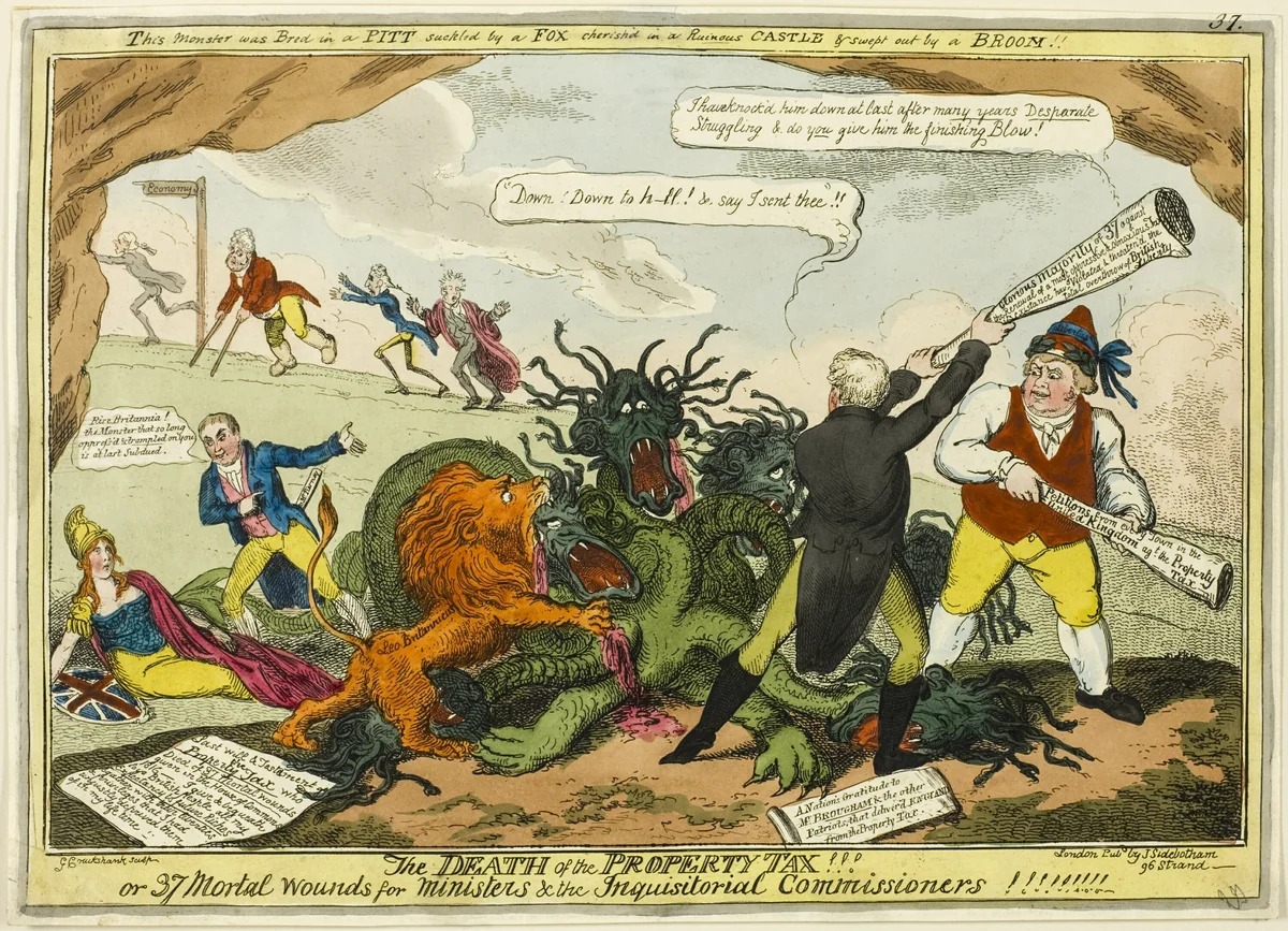 Death of the Property Tax!! by George Cruikshank, print, 1816