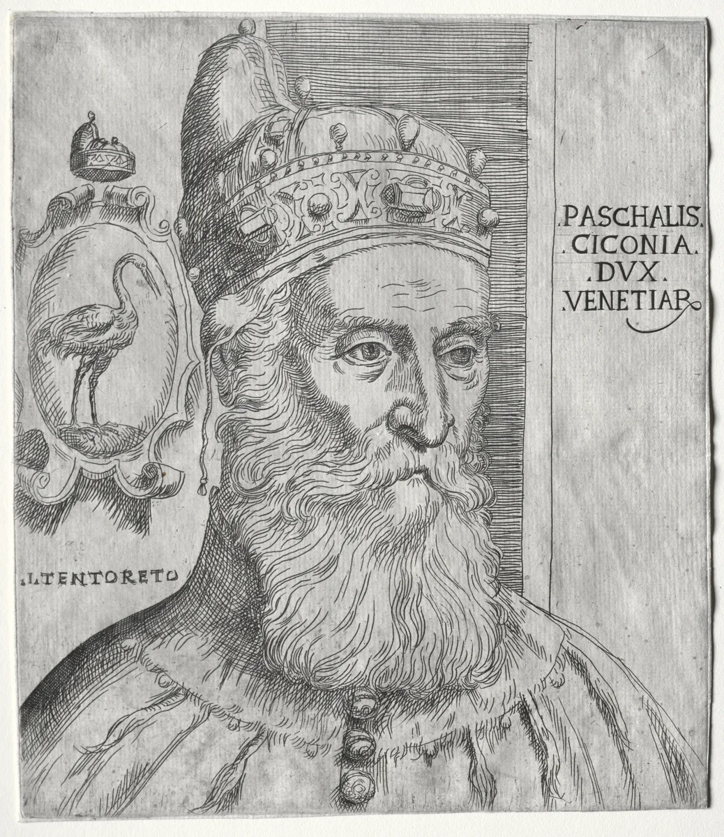 Portrait of Pasquale Cicogna, Doge of Venice by Jacopo Palma il Giovane, print, 1585-1628