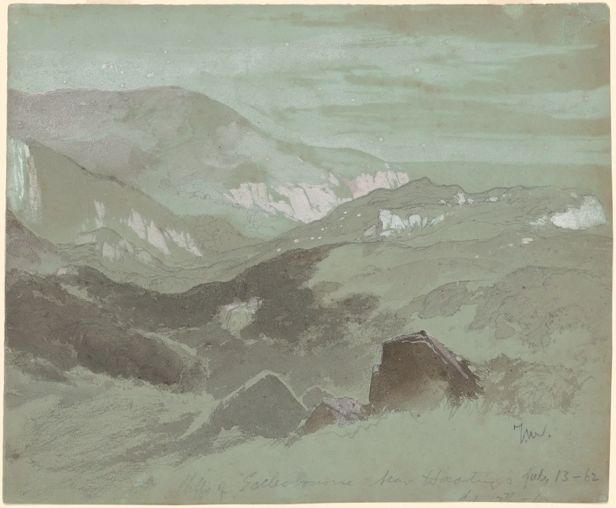 Cliffs of Ecclesbourne Near Hastings by Thomas Moran, drawing, 1862